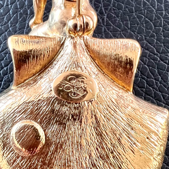 Kirks Folly Whispering Cherub Scallop Shell Aurora Borealis Pin Pendant GoldTone - Picture 5 of 8